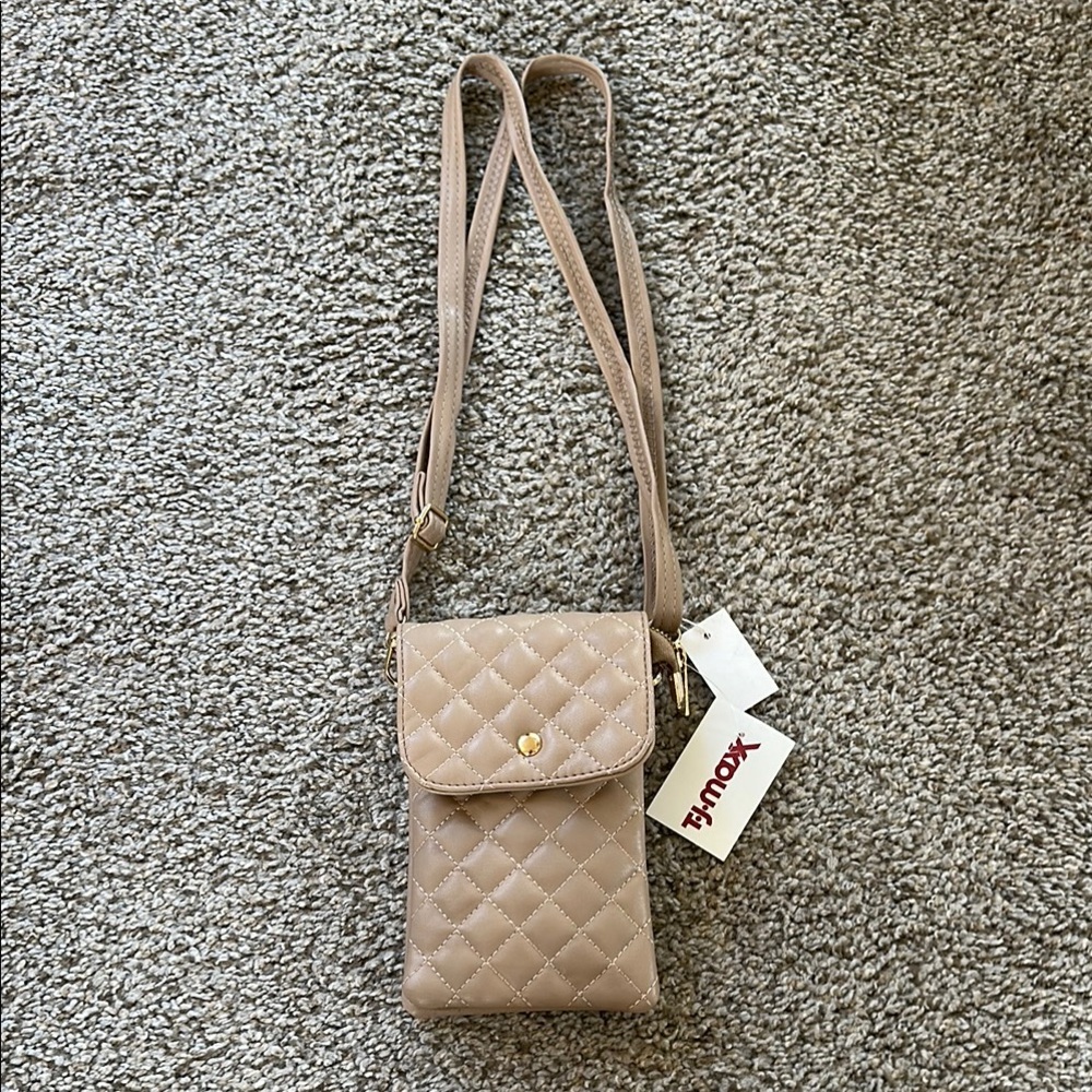 Quilted Beige Cute Crossbody Bag | Neutral Minimalist Chic Gold Hardware NWT